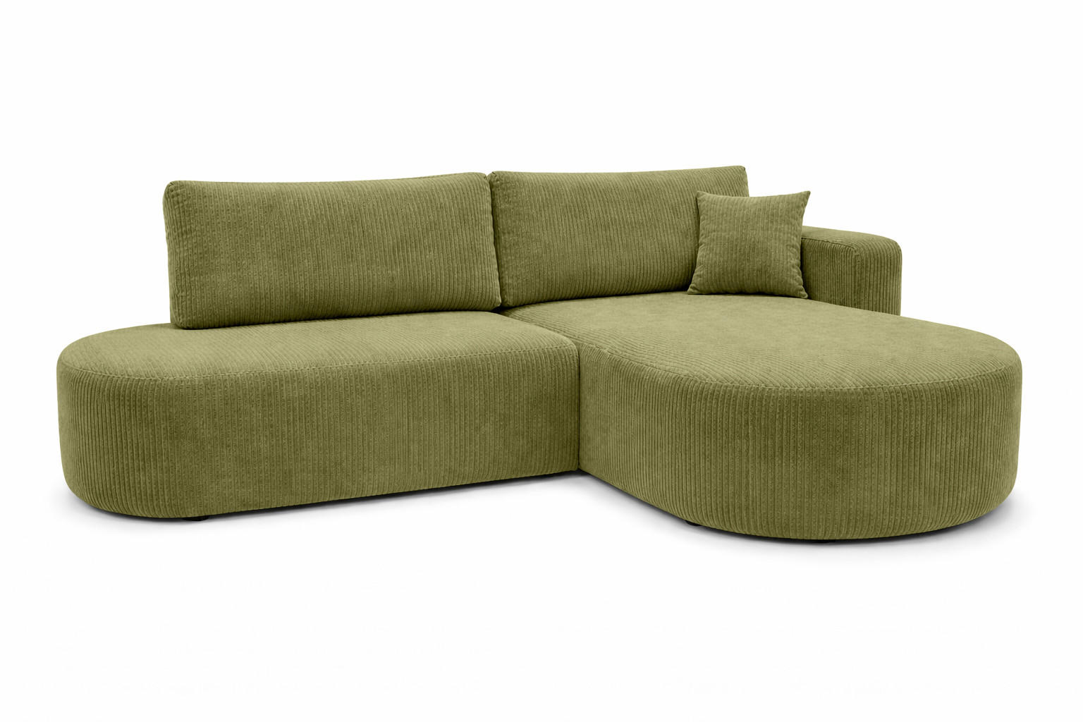 ECKSOFA Mit Schlaffunktion Und Bettkasten, Cordstoff Poso, Olive, Rechts, ROUND ONE OPEN XL - Olivgrün, Holz (262/175cm) - Kaiser Möbel