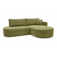 ECKSOFA Mit Schlaffunktion Und Bettkasten, Cordstoff Poso, Olive, Rechts, ROUND ONE OPEN XL - Olivgrün, Holz (262/175cm) - Kaiser Möbel