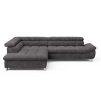 ECKSOFA mit Schlaffunktion und verstellbare Kopflehnen - Silberfarben/Graphitfarben, Textil/Metall (312/234cm) - Cotta