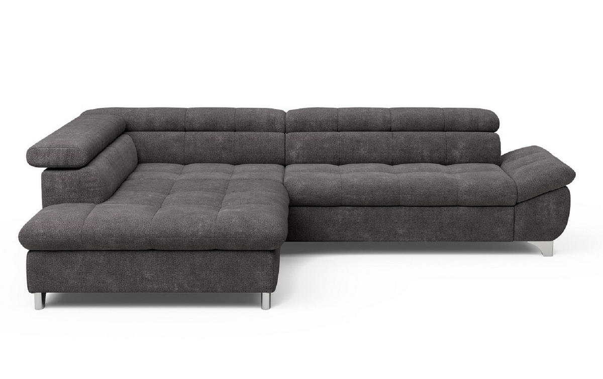 ECKSOFA mit Schlaffunktion und verstellbare Kopflehnen - Silberfarben/Graphitfarben, Textil/Metall (312/234cm) - Cotta