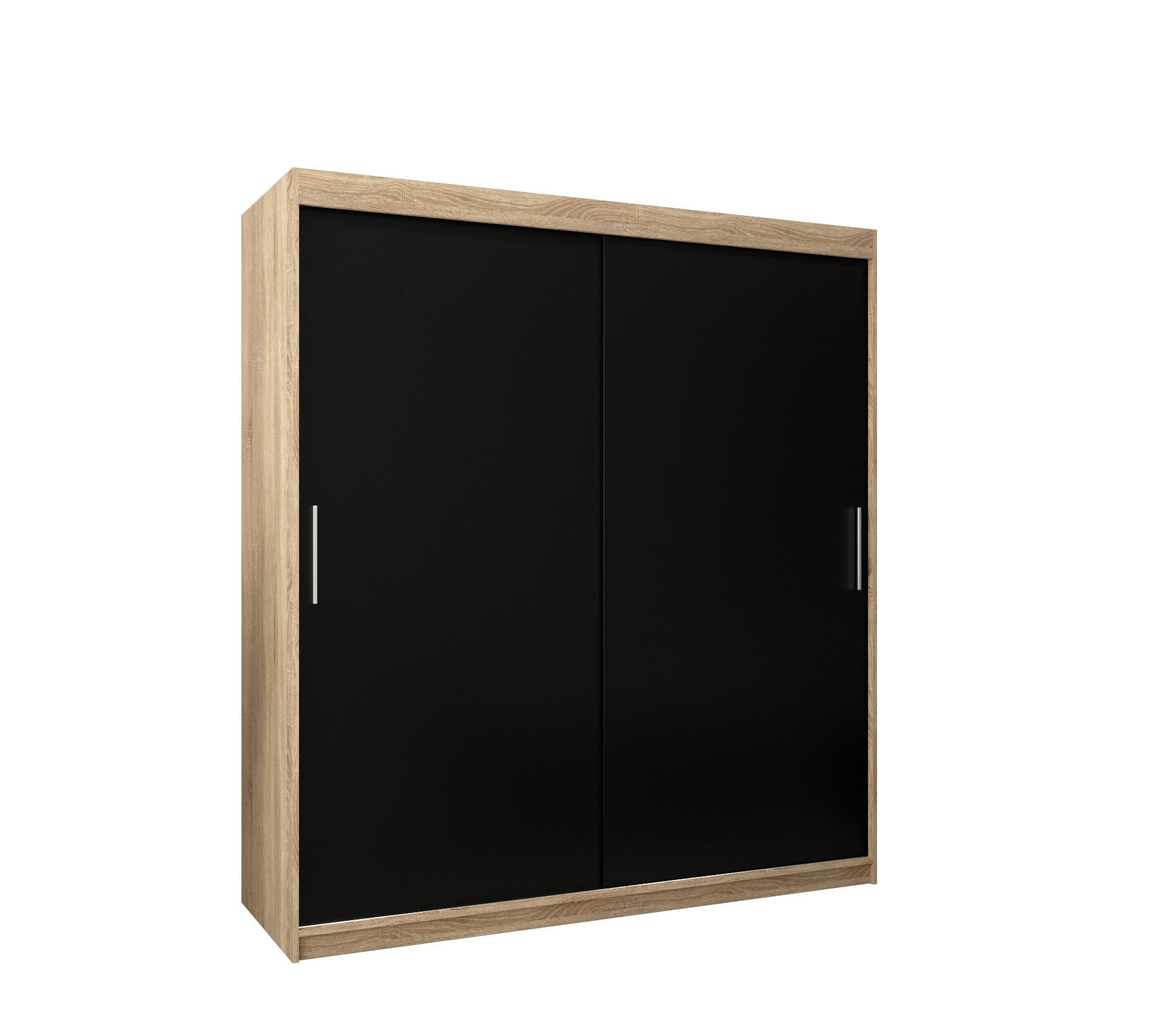 SCHWEBETÜRENSCHRANK 200/180/62 2-türig - Silberfarben/Schwarz, Holz/Kunststoff (180/200/62cm) - Abiks Möbel