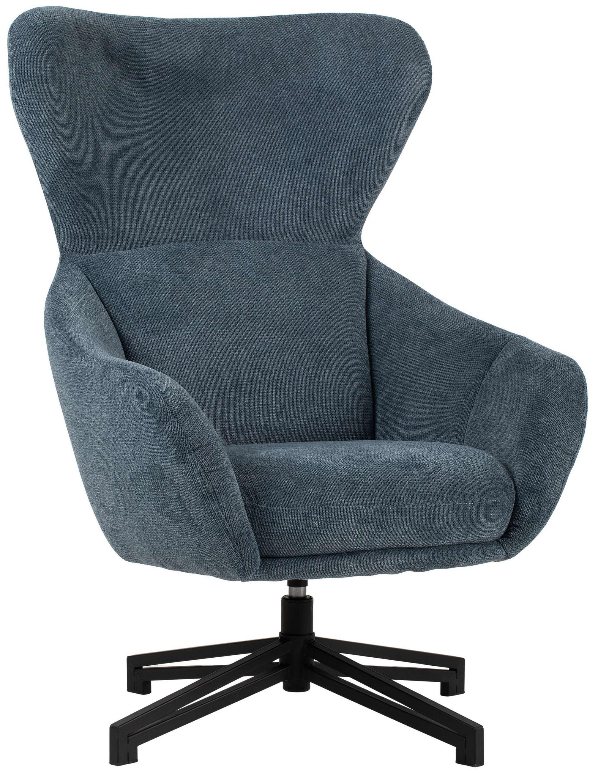 OHRENSESSEL Marconia blau drehbar - Blau/Schwarz, Textil/Metall (75/109/80cm) - Mr. Deko