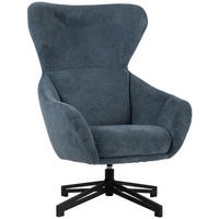OHRENSESSEL Marconia blau drehbar - Blau/Schwarz, Textil/Metall (75/109/80cm) - Mr. Deko