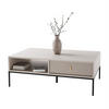 COUCHTISCH MIDNIGHT mit Schublade auf Gestell kaschmir - Kaschmir/Schwarz, Holzwerkstoff (68/104/39cm) - Lookway