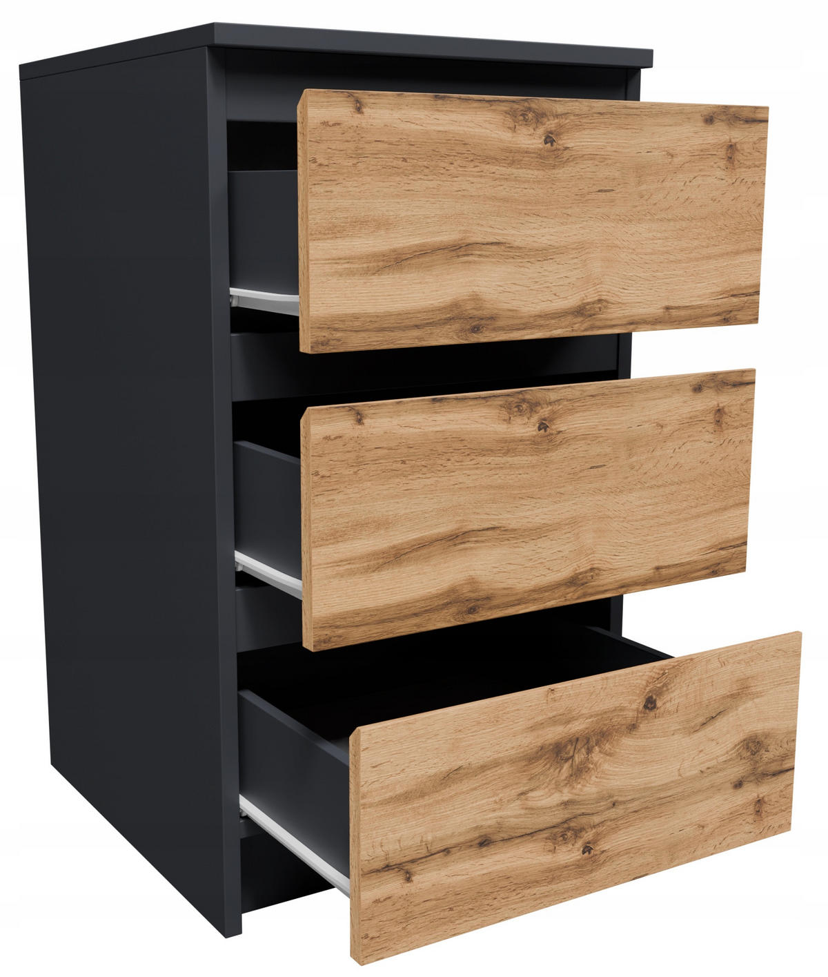KOMMODE CR3-T-9 Graphit-Wotan Eiche 40,2/44/69,4 cm - Eiche Wotan/Graphitfarben, Holzwerkstoff (40.2/69.4/44cm)