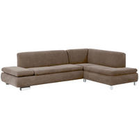 ECKSOFA mit Ottomane rechts Kaye Bezug Veloursstoff Metallfuß verchromt / sahara - Sahara, Kunststoff (270/190cm) - 58aufmkessel