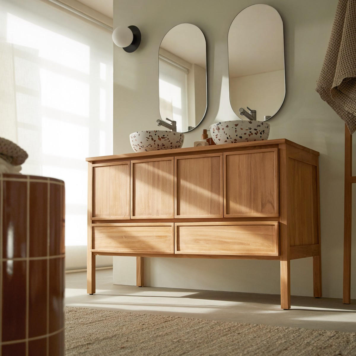 WASCHTISCHUNTERSCHRANK Jane Natur aus Teak - Naturfarben, Holz (120/79/54cm) - Tikamoon