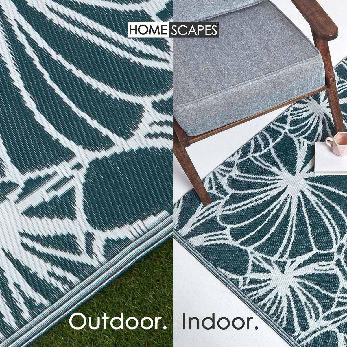 OUTDOORTEPPICH floral gemustert 150/240 cm - Dunkelgrün, Kunststoff (151/241cm) - Homescapes