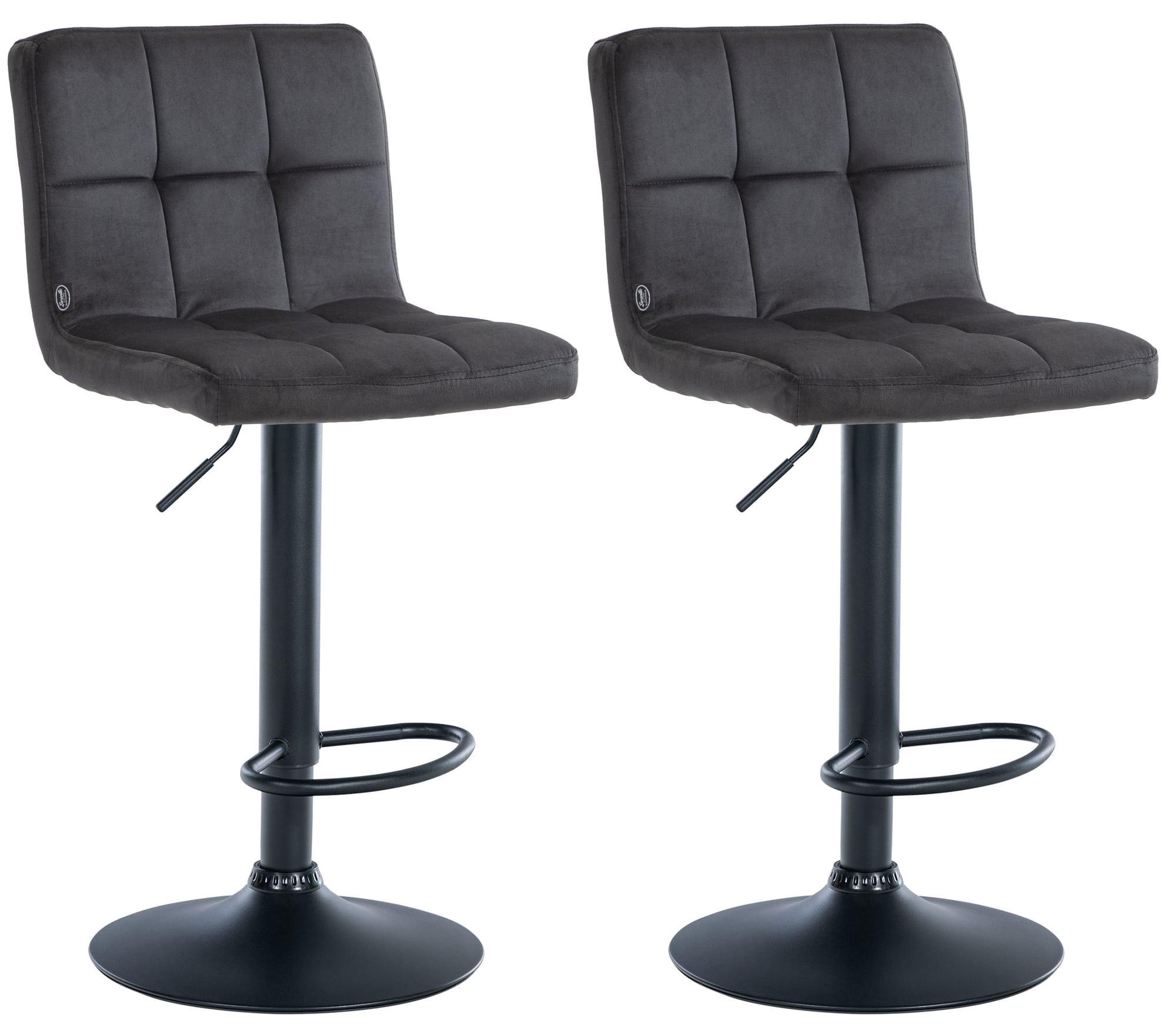 BARHOCKER 2er Set Samt schwarz - Schwarz, Textil/Metall (46/94/47cm) - CLP