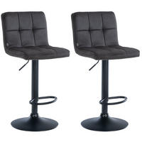 BARHOCKER 2er Set Samt schwarz - Schwarz, Textil/Metall (46/94/47cm) - CLP