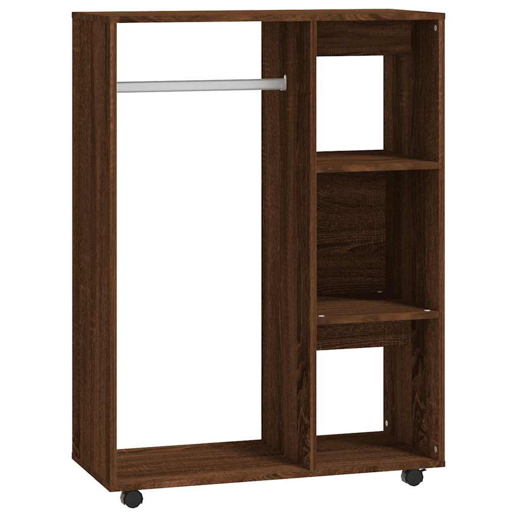 KLEIDERSCHRANK mit 4 Rollen, 3 Fächern 80/40/110 cm aus Holzwerkstoff Braun Eichen-Optik Dekor - Dunkelbraun, Holz (80/110/40cm) - vidaXL