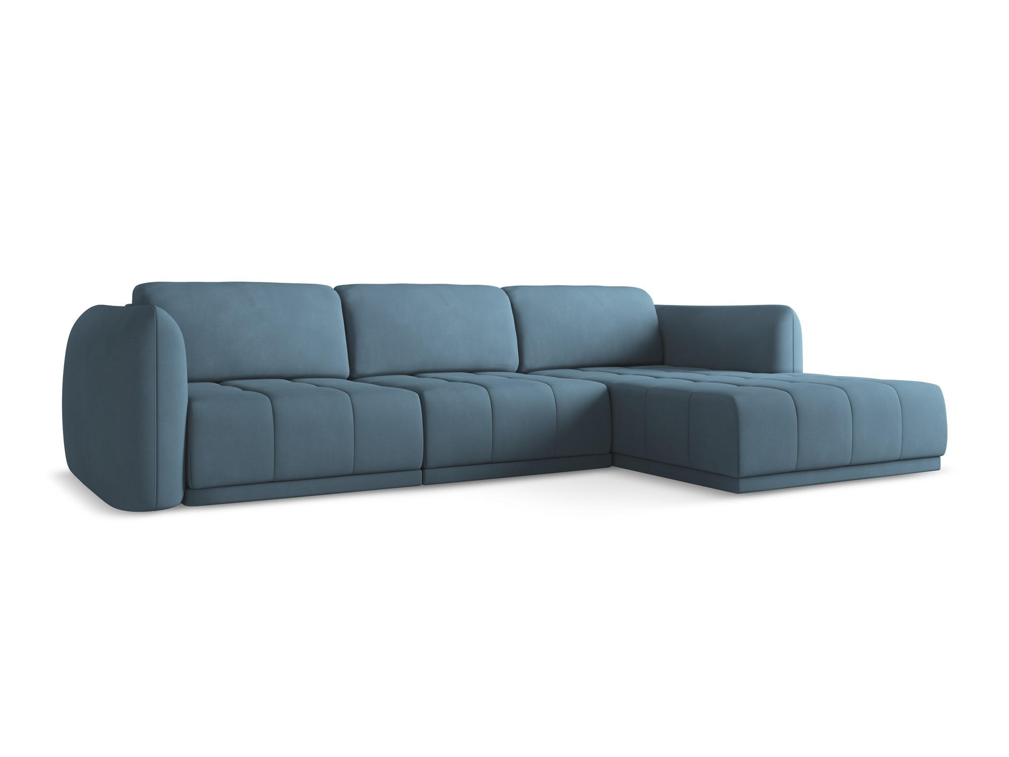 ECKSOFA Rechts Chenille Stoff Blau - Blau/Blaugrau, Kunststoff/Textil (290/170cm) - Makamii