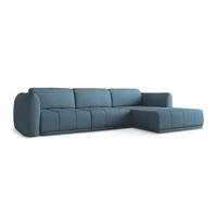 ECKSOFA Rechts Chenille Stoff Blau - Blau/Blaugrau, Kunststoff/Textil (290/170cm) - Makamii