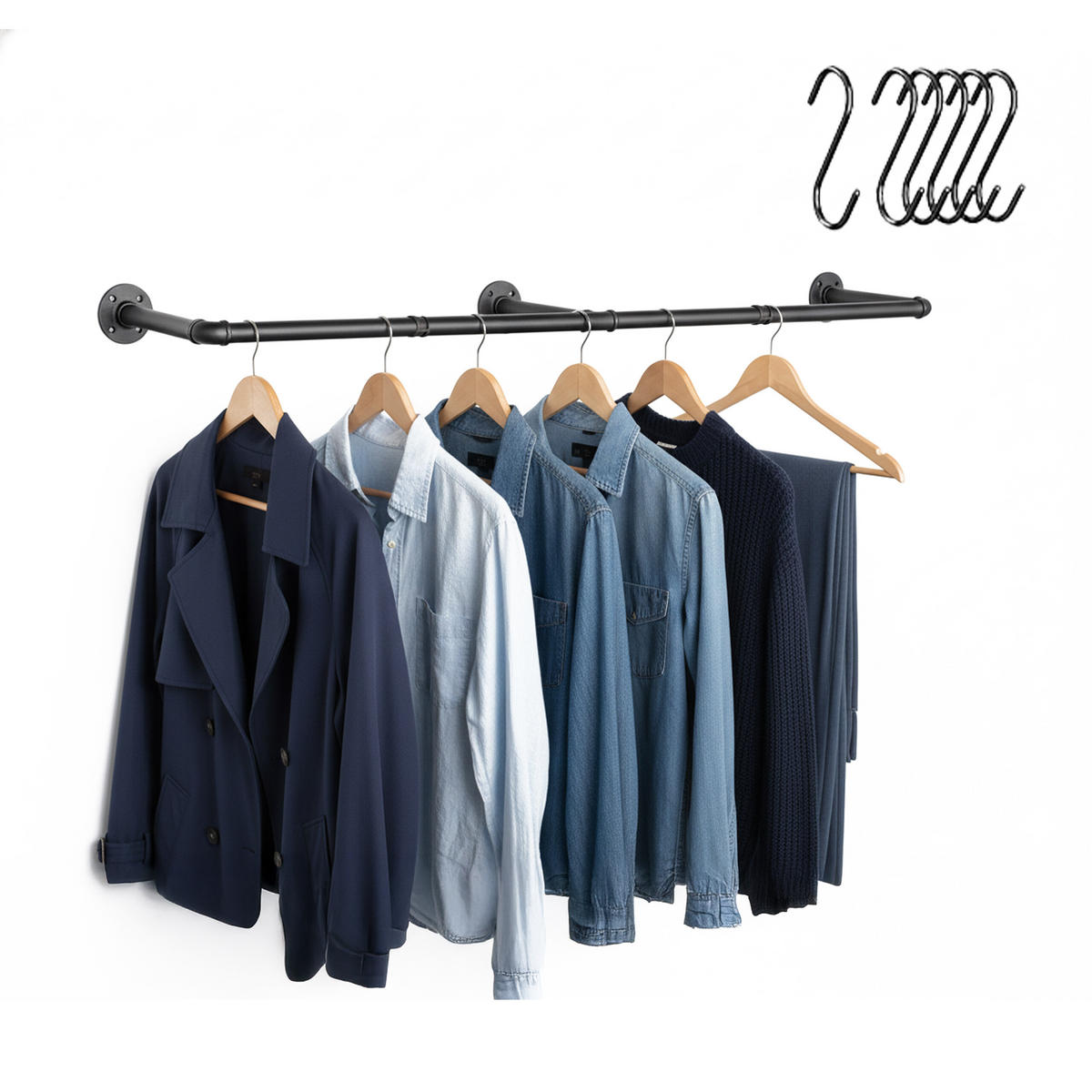 NÁSTENNÁ tyč - čierna, plast (140/8.5/27cm) - Relaxdays