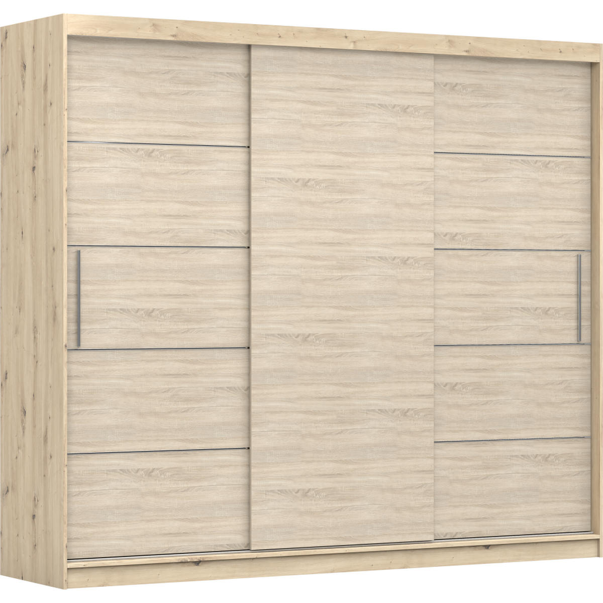 SCHWEBETÜRENSCHRANK ALBA ohne Spiegel Sonoma Eiche, mit LED Beleuchtung 250 cm - Sonoma Eiche, Holz (250/218/61cm) - imoebel24