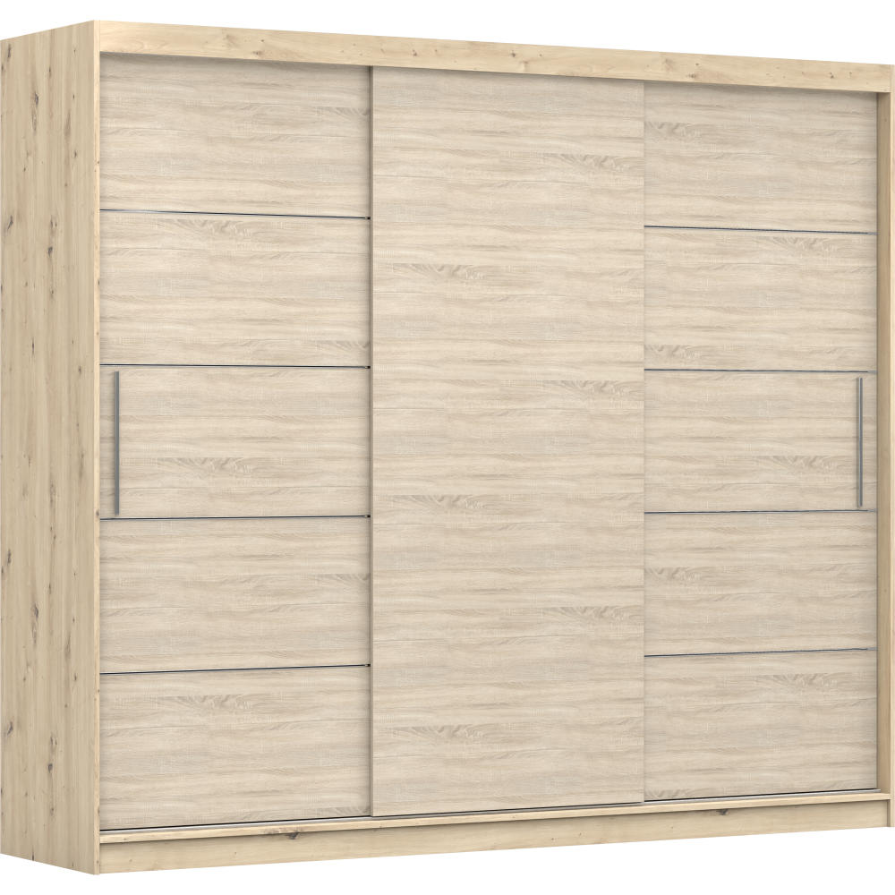 Thumbnail - imoebel24 Schwebetürenschrank, Sonoma Eiche, Holz, 250x218x61 cm, Schlafzimmer, Kleiderschränke, Schwebetürenschränke