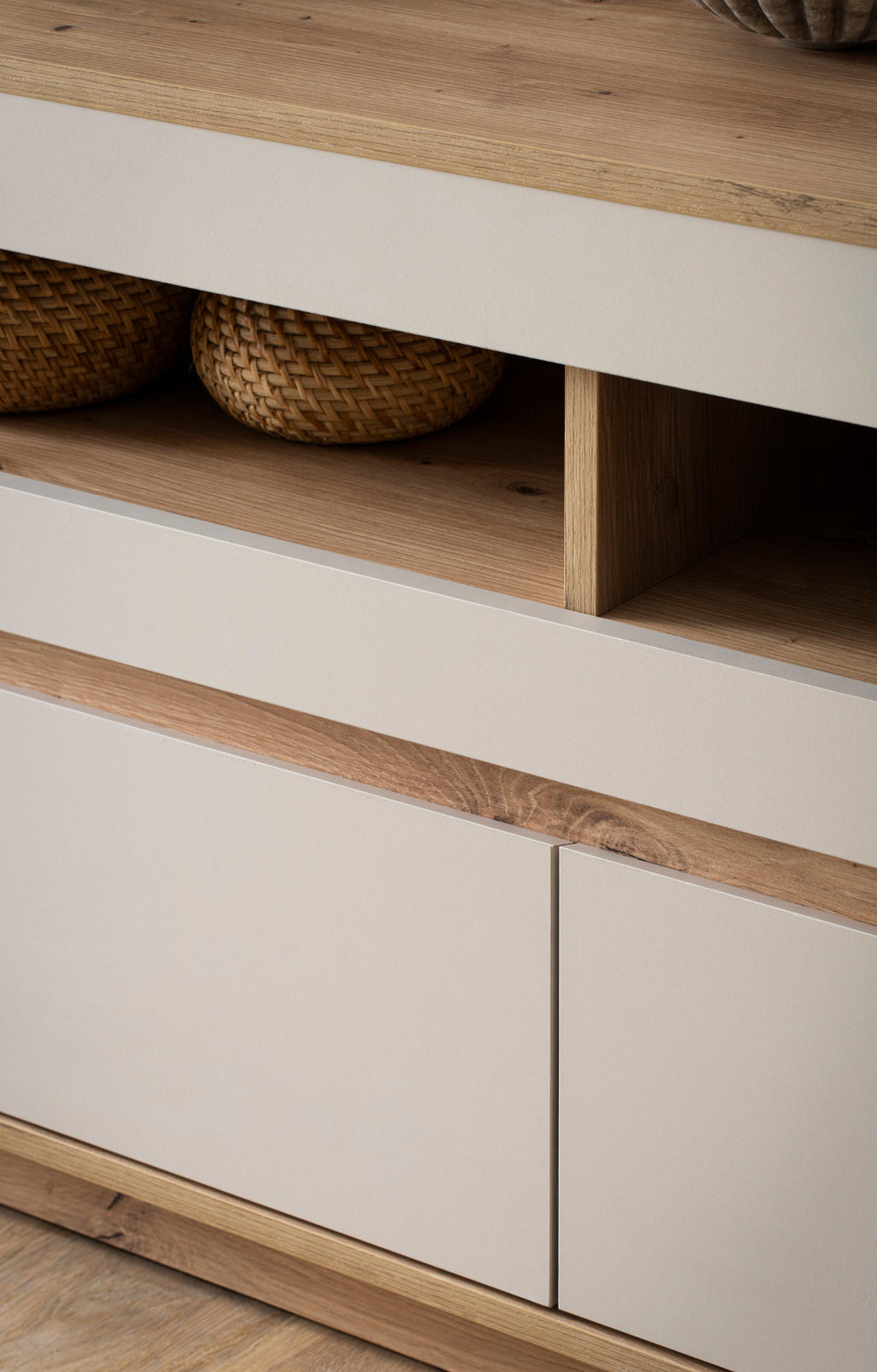 TV-LOWBOARD Kaschmir, Eiche Artisanm 202 cm, TV Unterteil mit Schubkästen - Kaschmir/Eiche Artisan, Holzwerkstoff/Metall (202/60/45cm) - Furn.Design