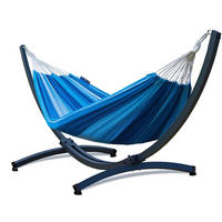 HÄNGEMATTE mit Gestell, 2 Personen, XXL, Tytan Rahmen bis 350 kg, Metall, Blau, einfache Montage - Blau, Metall (370/130/120cm) - Potenza