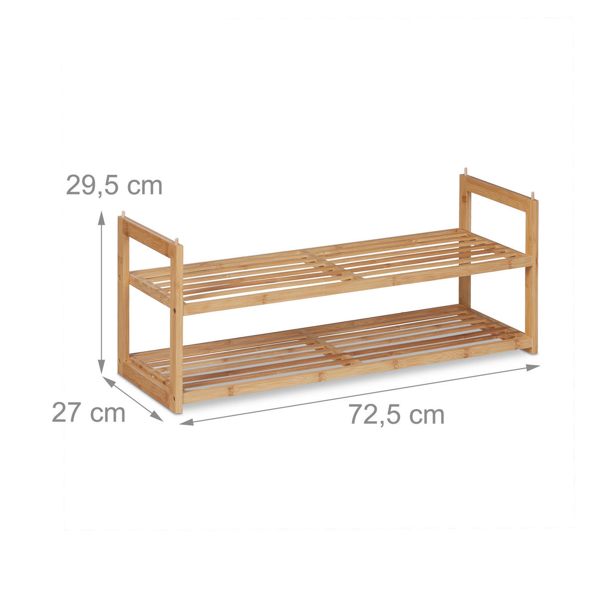 SCHUHREGAL - Hellbraun, Holz (72.5/29.5/27cm) - Relaxdays