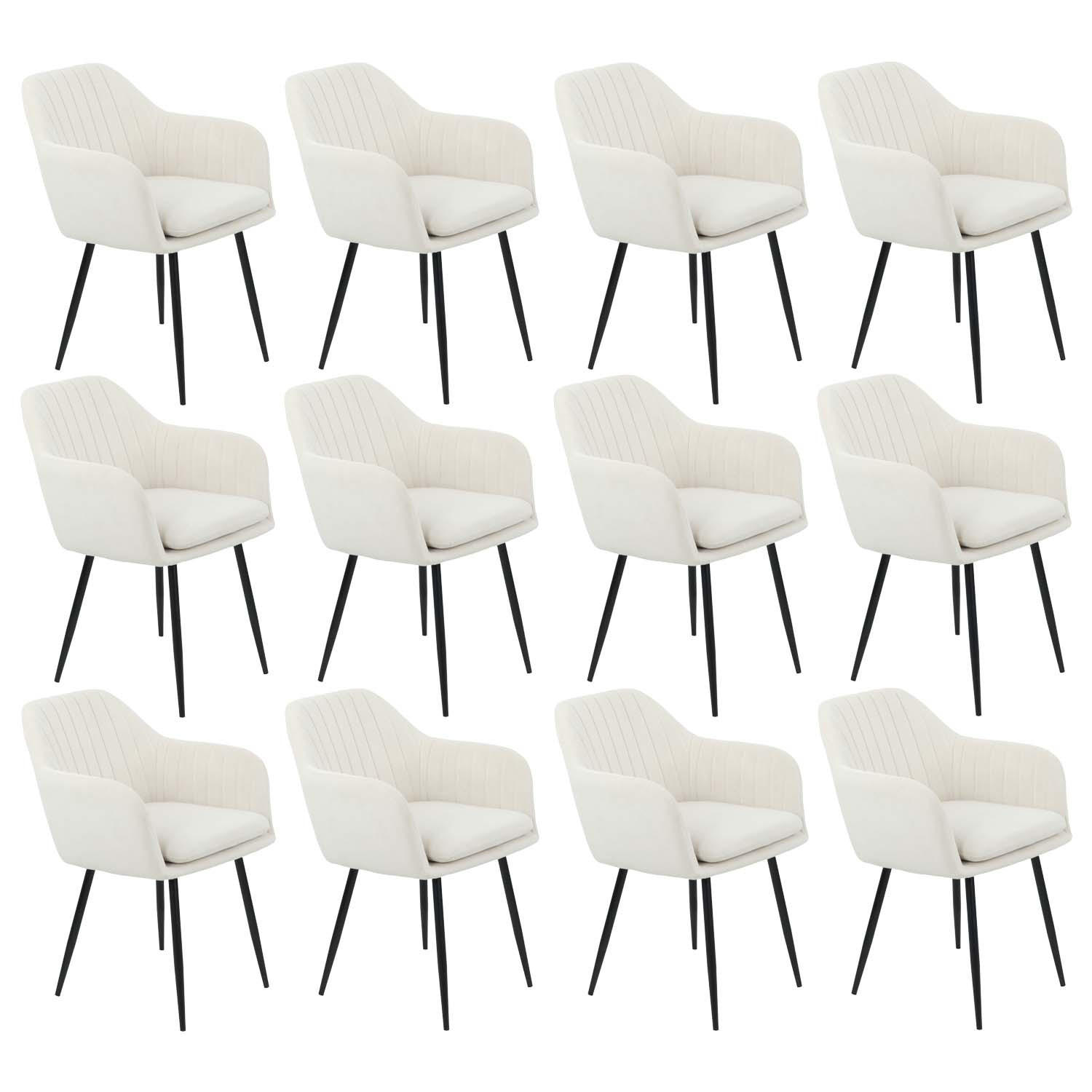 SESSELSTUHL-SET, 12 Stück - Lia - Samtvelour Creme - Creme/Schwarz, Textil/Metall (56/80/62cm) - Möbel Stellbrink
