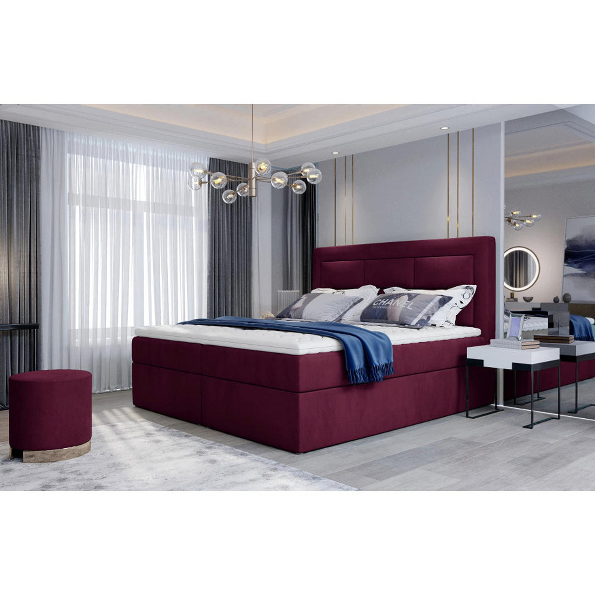 BOXBETT Vivre Bonellfederkern - Lila, Holz/Holzwerkstoff (180/200cm) - Best For Home