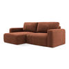 ECKSOFA mit Schlaffunktion links Chenille Stoff Orange - Terra cotta/Schwarz, Kunststoff/Textil (149/244cm) - Makamii