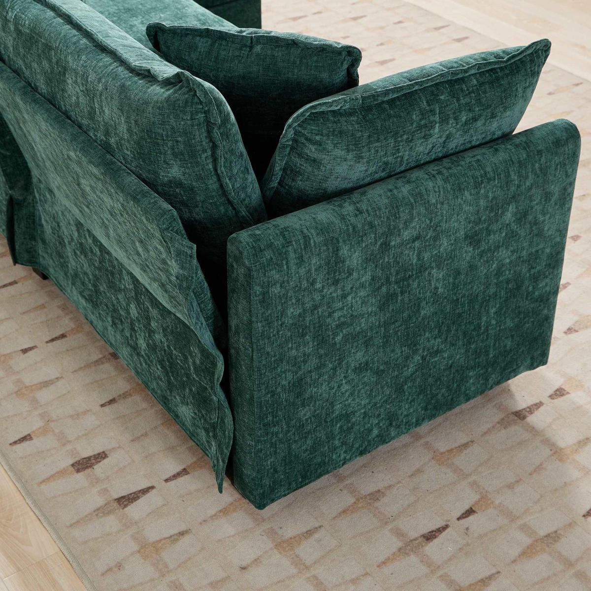 3-SITZER-SOFA aus Chenille mit modularem Aufbau, grün - Grün, Textil (75/84/289cm)