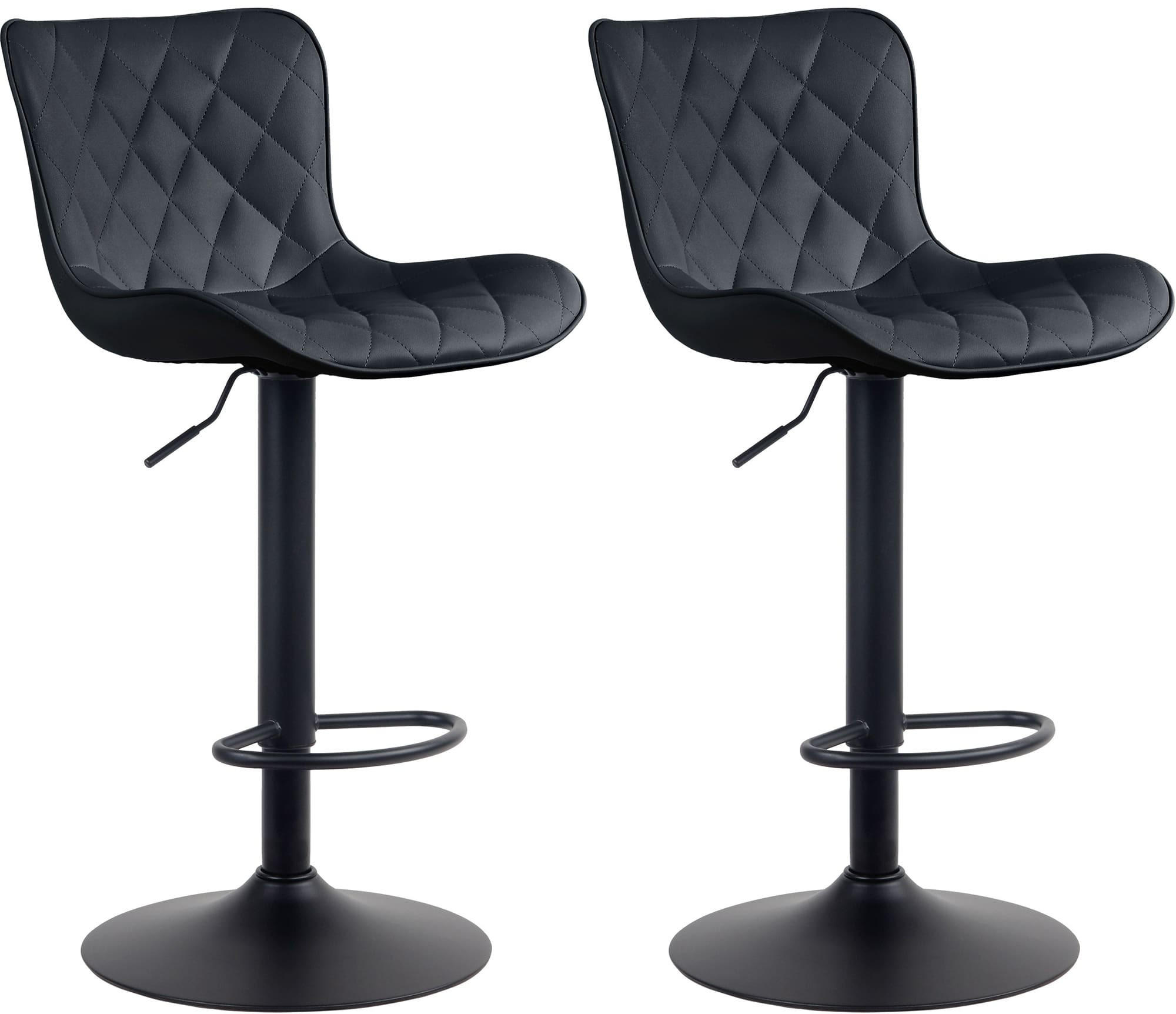 BARHOCKER 2er Set Lederlook schwarz - Schwarz, Textil/Metall (48/83/54cm) - CLP