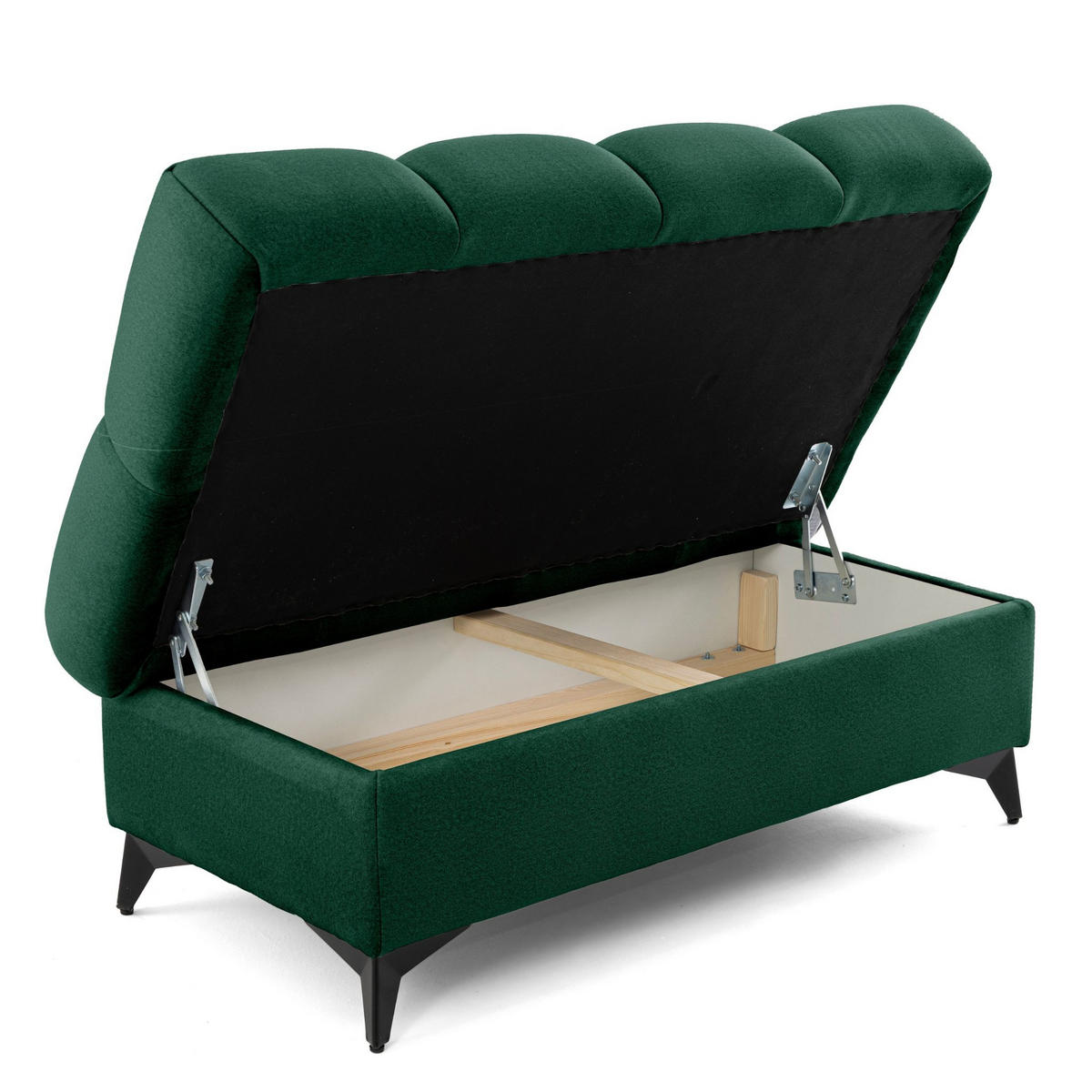 POUF PUDDING 110 x 60 cm Velours Grün - Schwarz/Grün, Holz/Textil (110/43/60cm) - Muffo