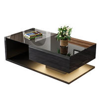 COUCHTISCH aus Spanplatte 105x55x32,5 cm in Schwarz Hochglanz mit LED-Beleuchtung - Schwarz, Holzwerkstoff (105/55/32.5cm) - Modfu