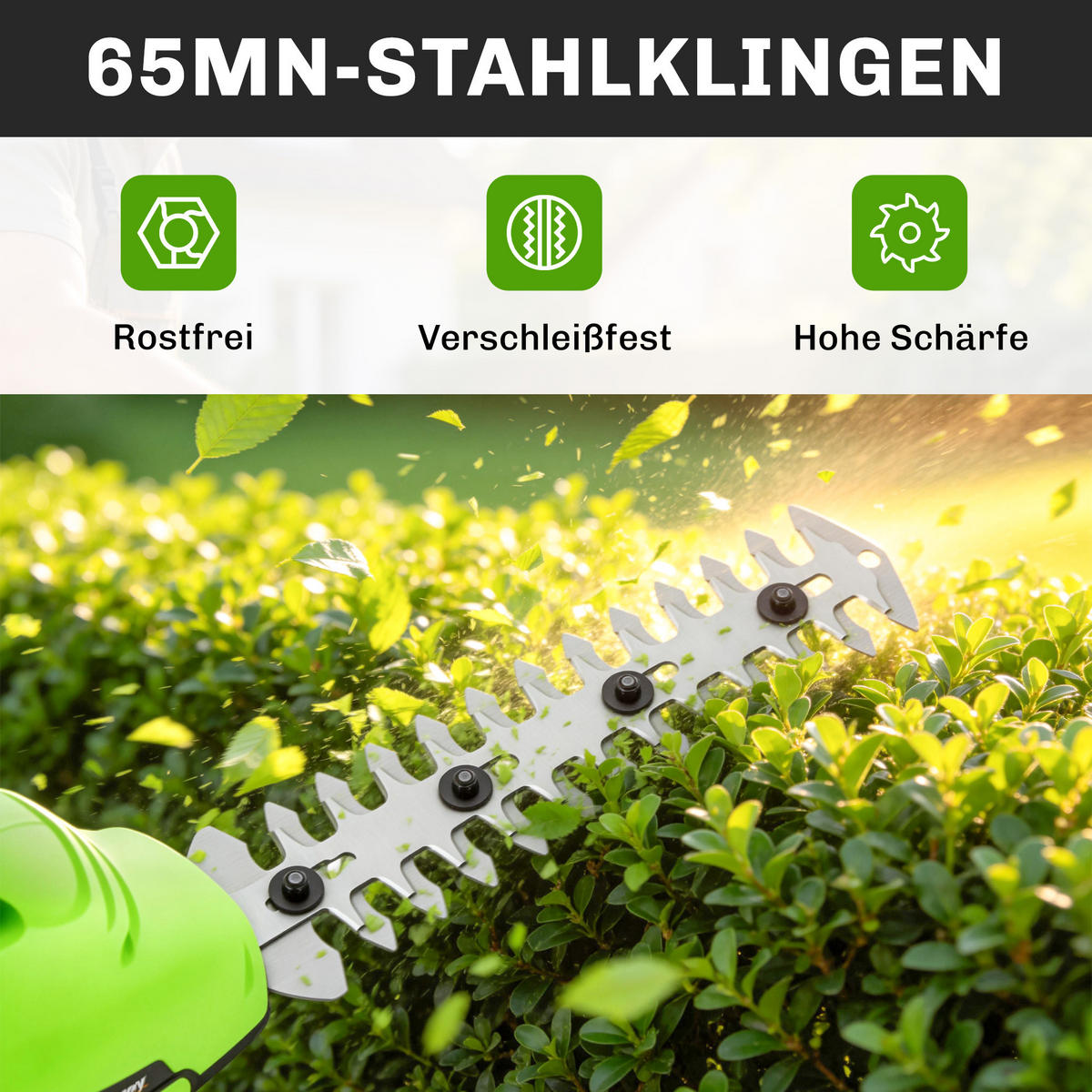 HECKENSCHERE Nylon Stahl Grün - Grün, Kunststoff (13/8/55cm) - Outsunny