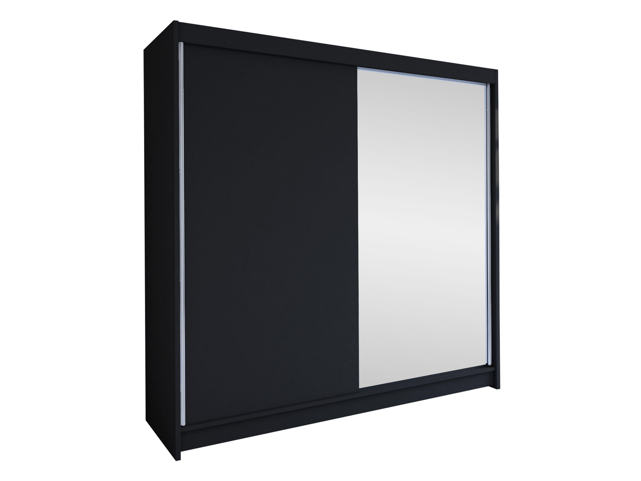 SCHWEBETÜRENSCHRANK Talin I - Silberfarben/Schwarz, Holzwerkstoff/Metall (180/215/58cm) - MIRJAN24