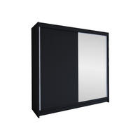 SCHWEBETÜRENSCHRANK Talin I - Silberfarben/Schwarz, Holzwerkstoff/Metall (180/215/58cm) - MIRJAN24