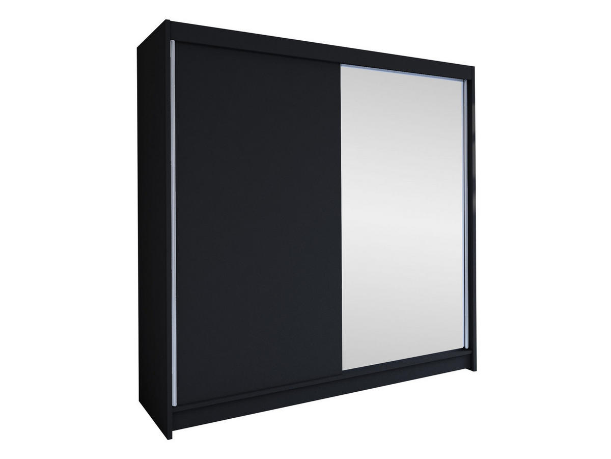 SCHWEBETÜRENSCHRANK Talin I - Silberfarben/Schwarz, Holzwerkstoff/Metall (180/215/58cm) - MIRJAN24