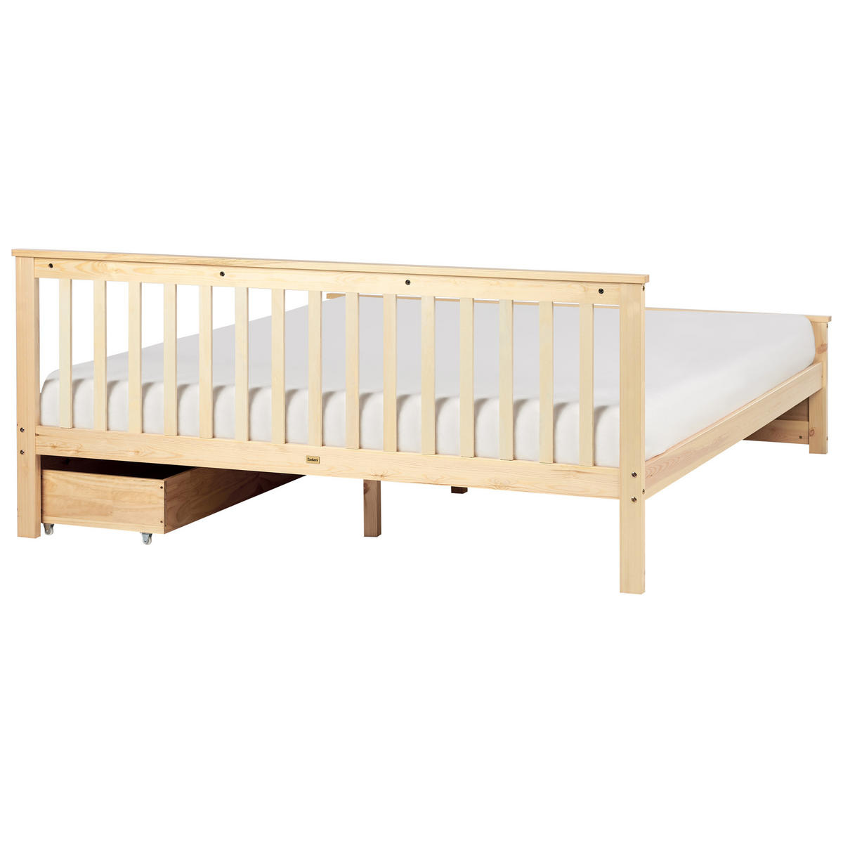 BETT mit Schubladen 180x200 cm Heller Holzfarbton Olendon - Hellbraun, Holz (180/200cm) - Beliani