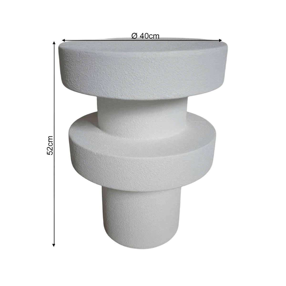 BEISTELLTISCH Weiß 33/33/45 cm - Weiß, Stein (33/33/45cm) - Mobili Rebecca