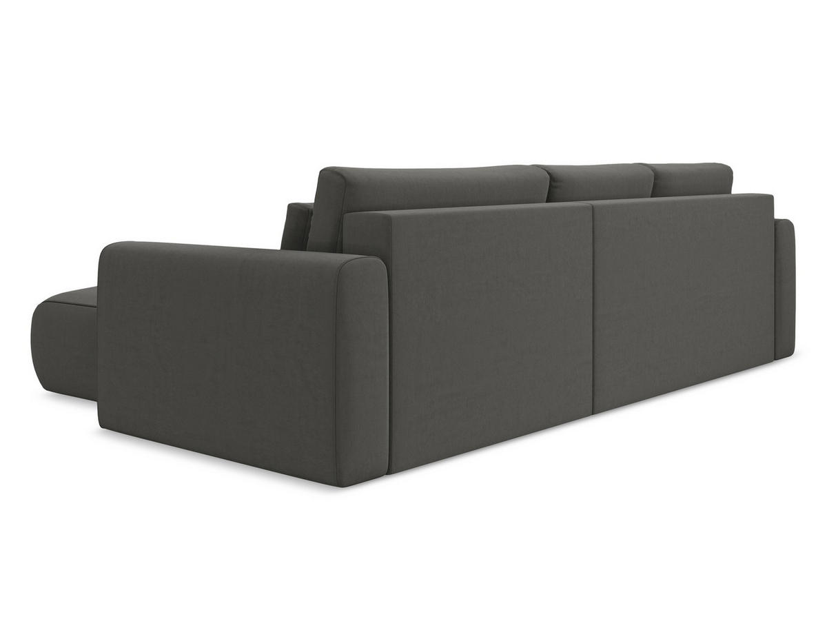 ECKSOFA mit Schlaffunktion Samt Stoff Grau - Dunkelgrau/Schwarz, Kunststoff/Textil (278/149cm) - Makamii