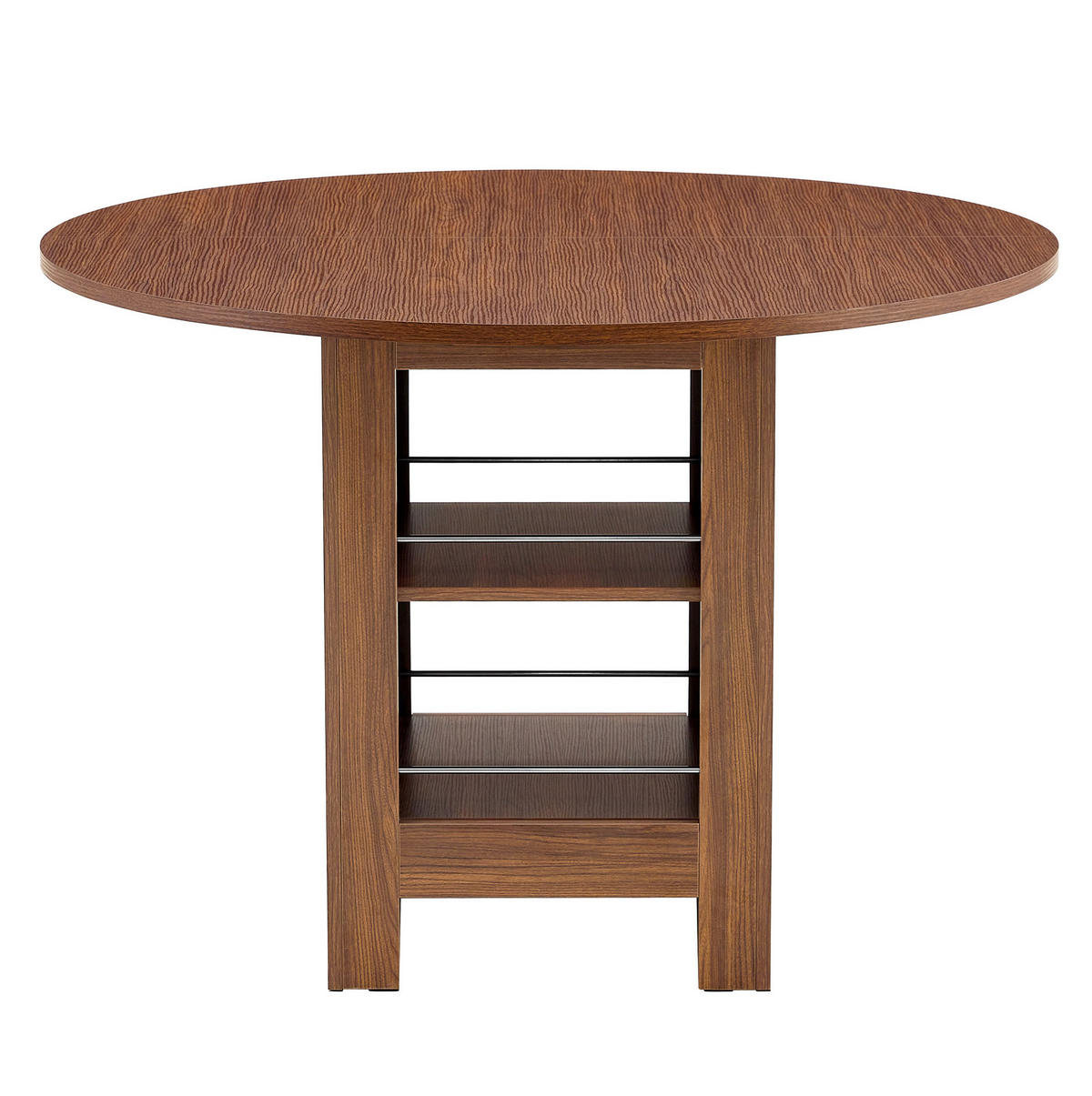 JEDÁLENSKÝ stôl 100 cm MDF v orechovom dekore s otvorenými úložnými priehradkami - farba vlašského orecha, kompozitné drevo (100/100/76cm) - BEAOK
