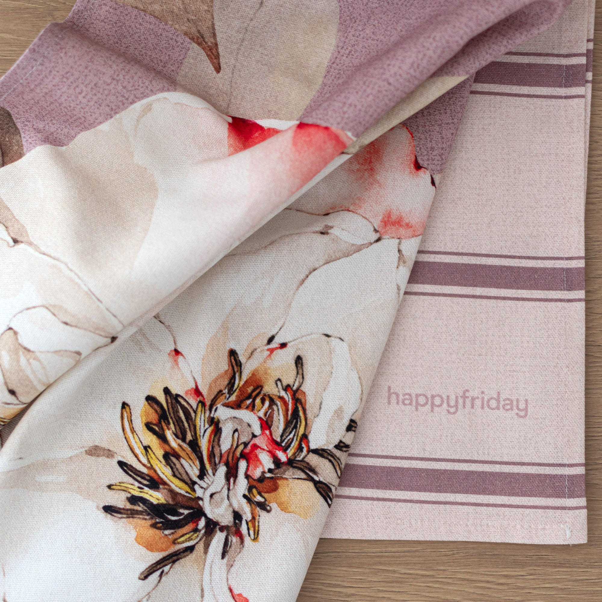 GESCHIRRTUCH (2 tlg) white peonies 70x50 cm mehrfarbig - Multicolor, Textil (70/50cm) - Happy Friday