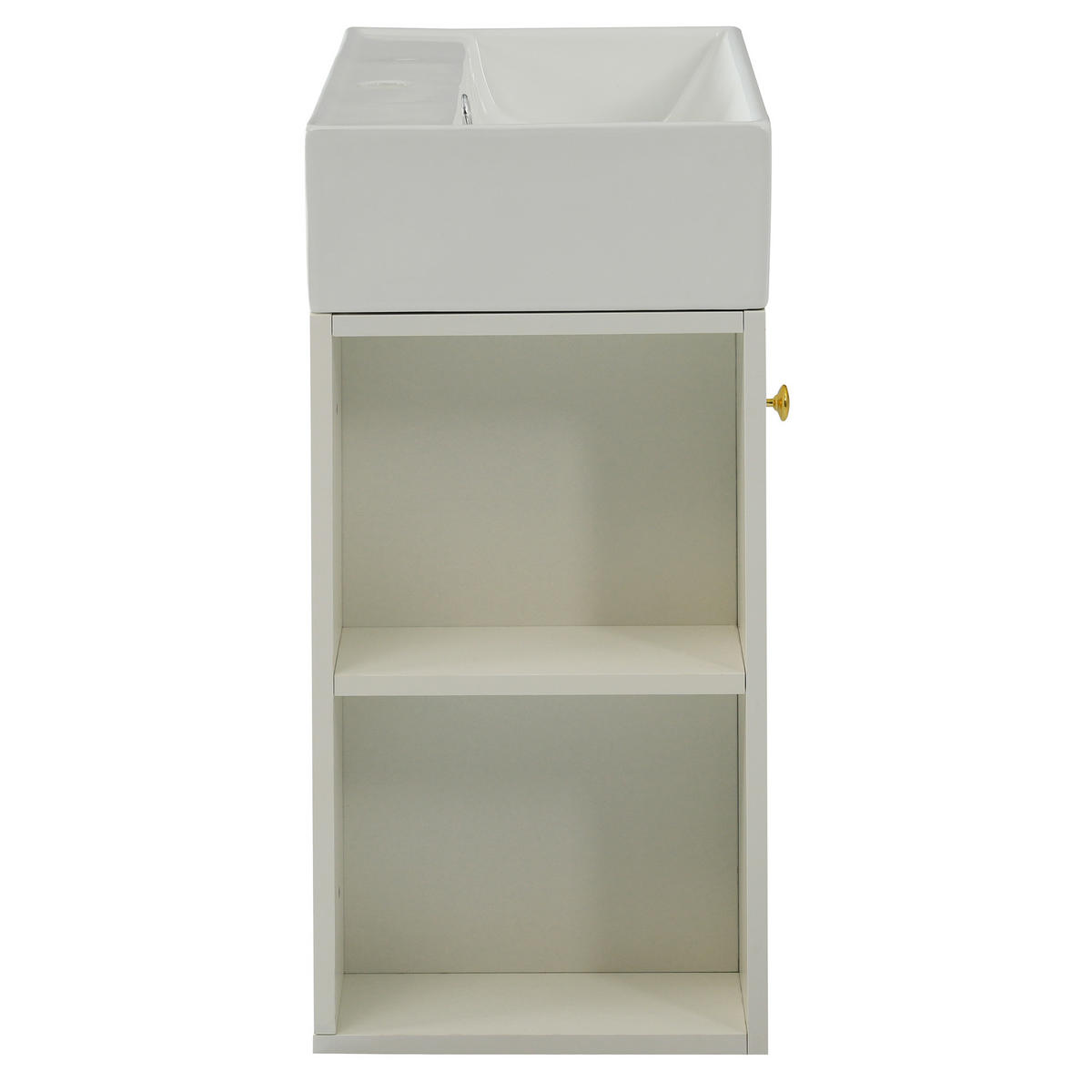 WASCHTISCHKOMBI 55x31x66.5cm Weiß aus Particle Board mit integriertem Keramikbecken & Stauraum - Weiß, Holzwerkstoff (55/66.5/31cm) - Modfu