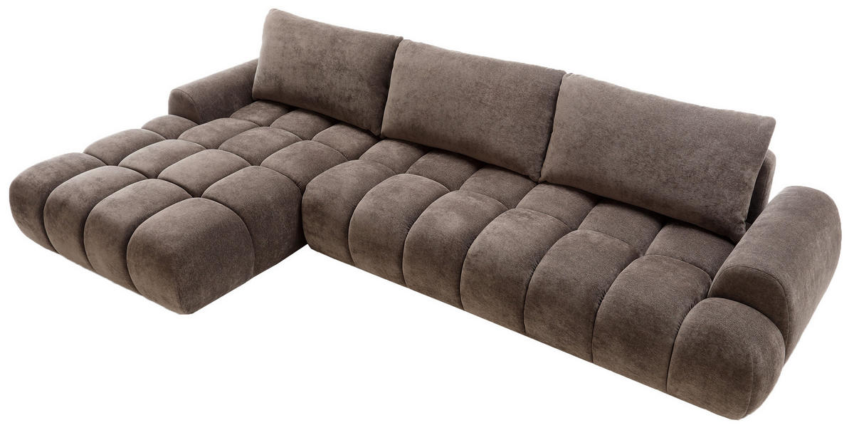 ECKSOFA 340 cm Valerio II, Schlaffunktion, Bettkasten, Links, Braun - Braun, Holz (340/177cm) - Emporius