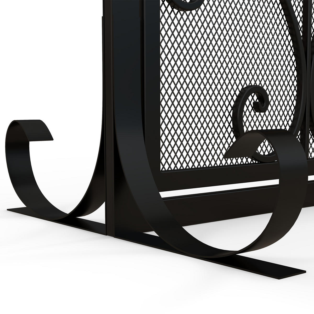 KAMINSCHUTZGITTER, Kamingitter mit magnetischen Türen, 105 x 80,5 cm, Schwarz - Schwarz, Metall (40/80.5/105cm) - HOMCOM