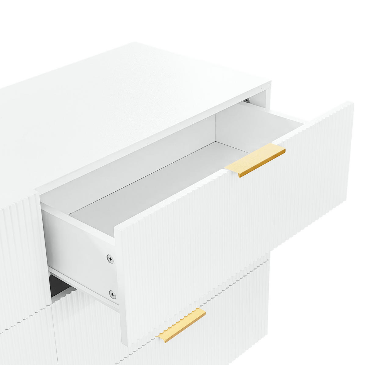 KOMMODE aus Spanplatte 120x77x40cm in Weiß mit 6 Schubladen - Weiß, Holzwerkstoff (120/77/40cm) - Modfu