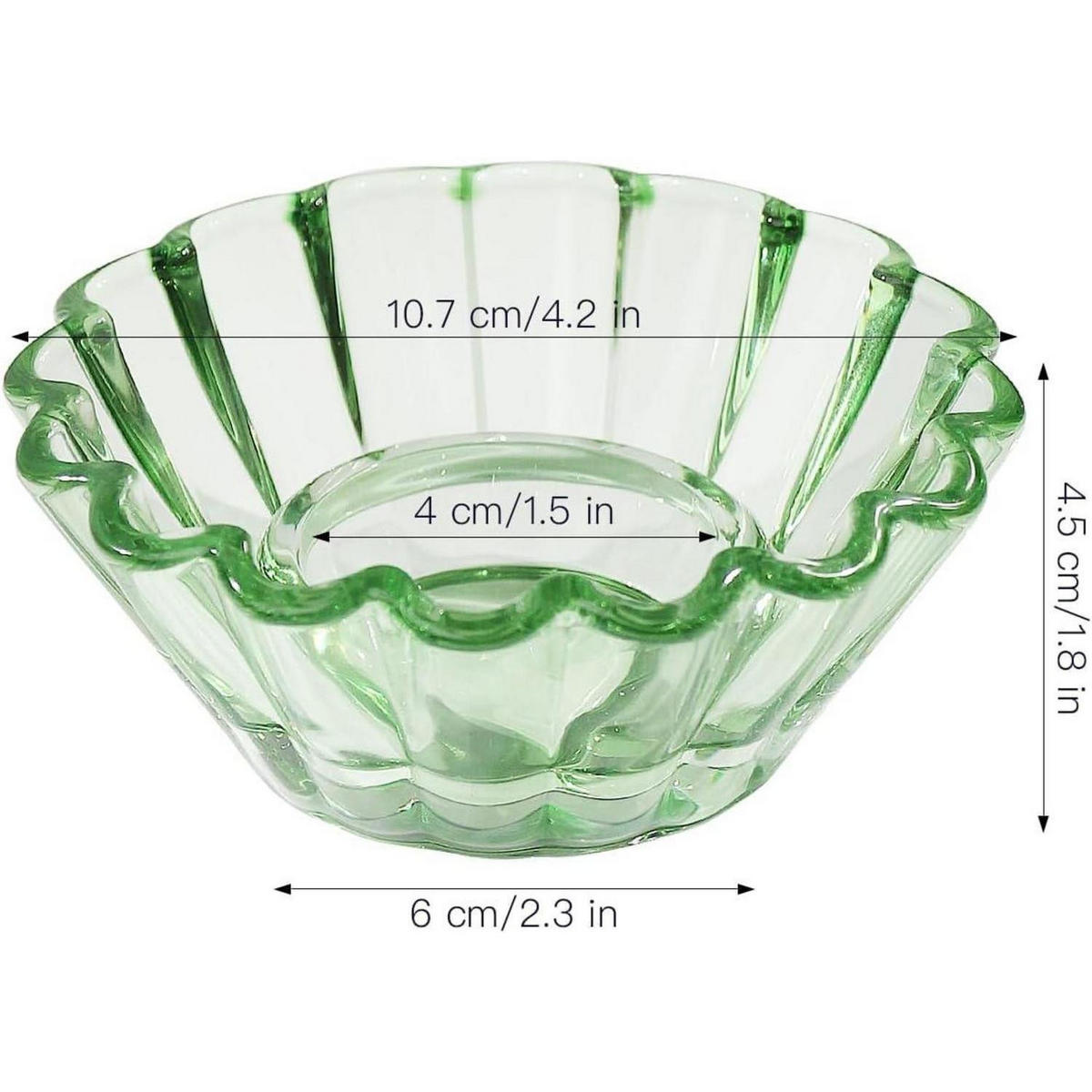 TEELICHTHALTER 3er Set Glas Grün - Hellgrün, Glas (4.5cm)