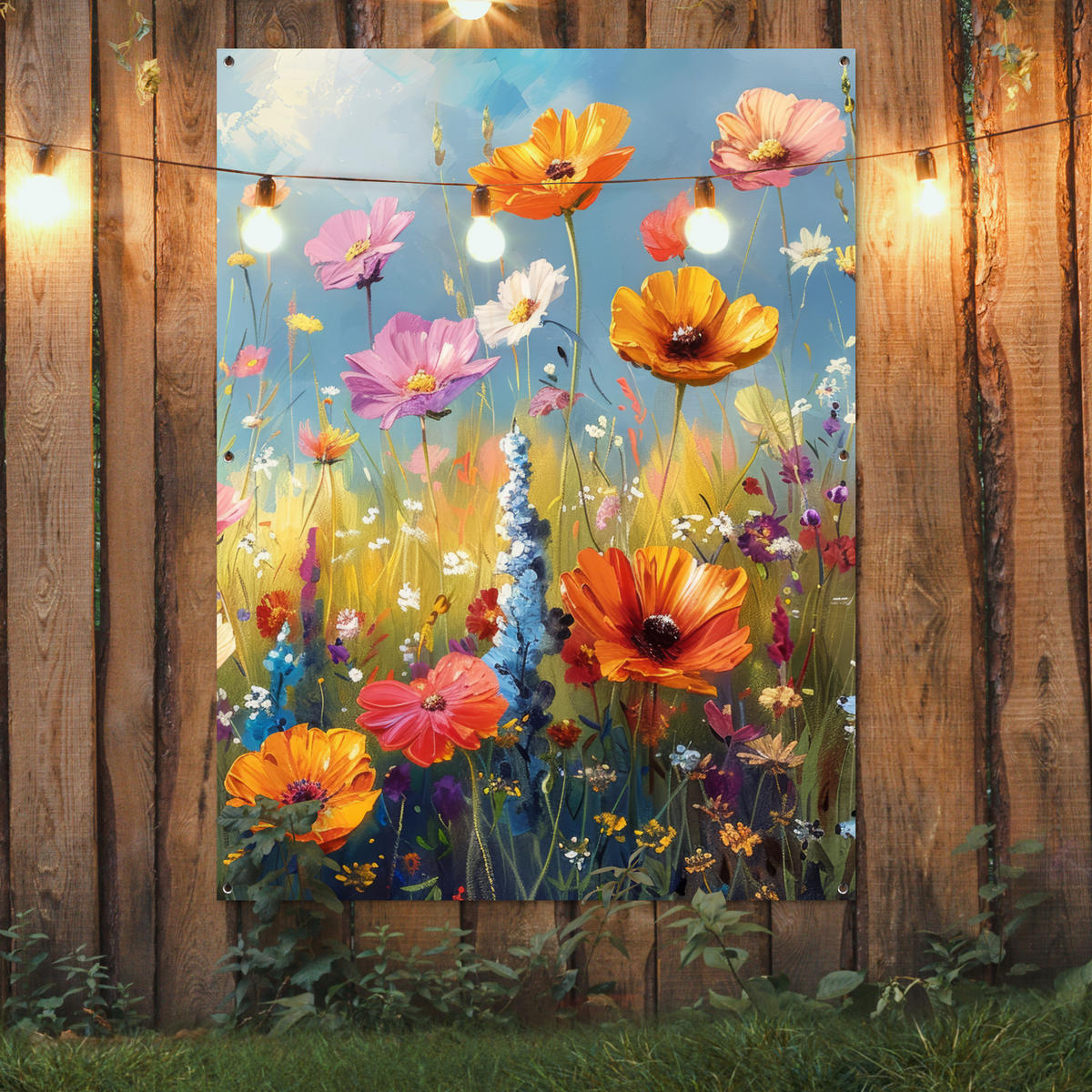 ZAHRADNÍ PLAKÁT Květiny - Příroda - Botanické - Umění 120x160 cm - světle modrá, plast (120/160/0.2cm) - OnlyWow