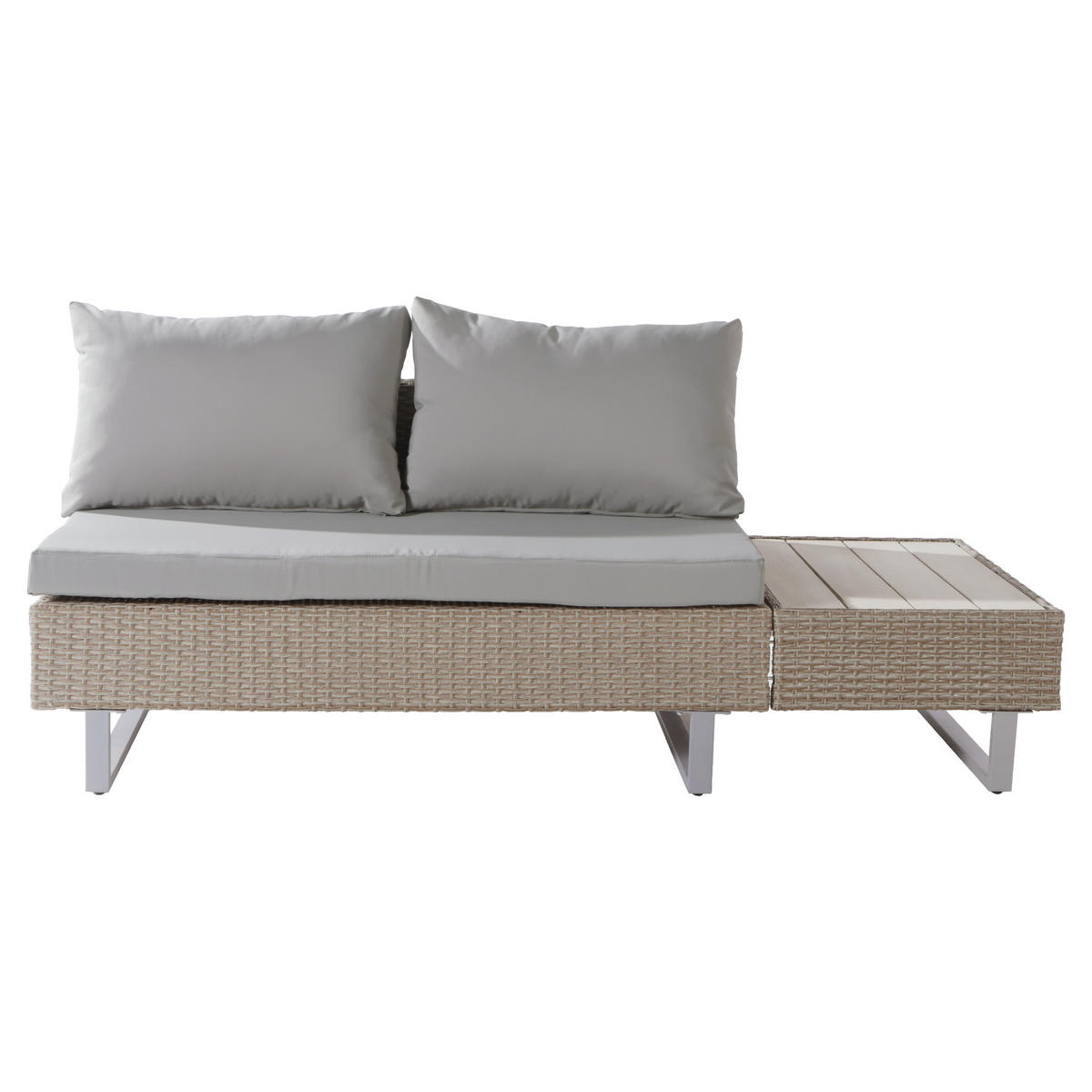 LOUNGESET 4-5 Personen Khaki Poly Rattan Mit Abnehmbarem Bezug - Hellbraun, Metall - FLIEKS