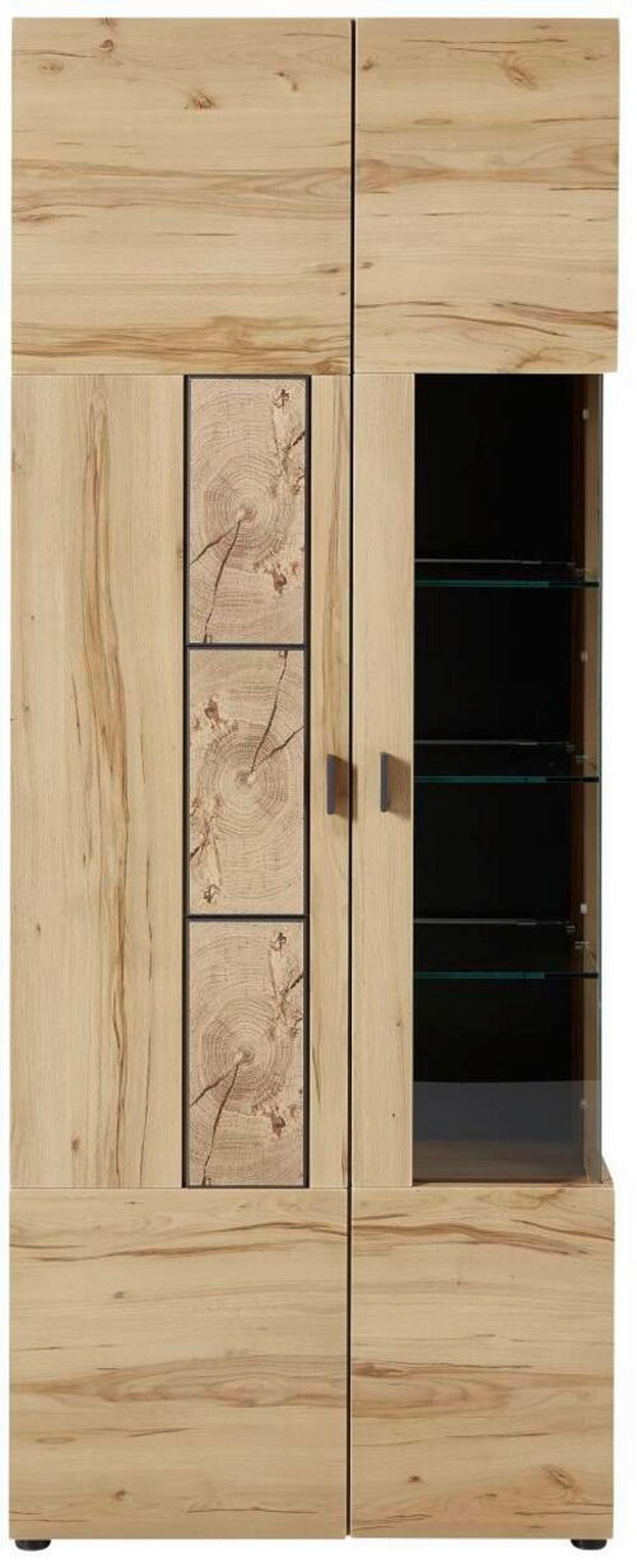 VITRINE in Graphitfarben, Kernbuche  - Graphitfarben/Kernbuche, KONVENTIONELL, Glas/Holzwerkstoff (80/201/37cm) - Xora