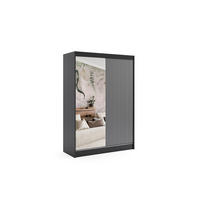 KLEIDERSCHRANK VILAN mit Spiegel - 150 cm - Schwarz - Schwarz, Holzwerkstoff (150/215/61cm) - ALTDECOR