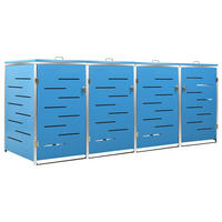 4ER Mülltonnenbox JAGU Edelstahl | Blau | 115,5x276,5x77,5cm | Für 4 Tonnen 240L - Blau, Metall (276.5/115.5/77.5cm) - DELUKE