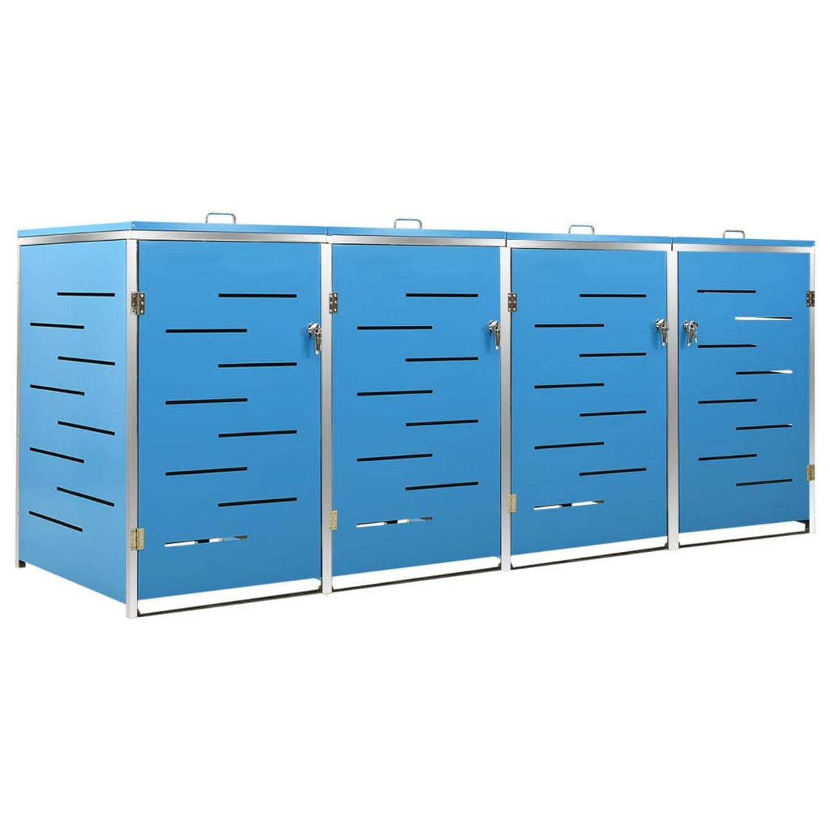 4ER Mülltonnenbox JAGU Edelstahl | Blau | 115,5x276,5x77,5cm | Für 4 Tonnen 240L - Blau, Metall (276.5/115.5/77.5cm) - DELUKE